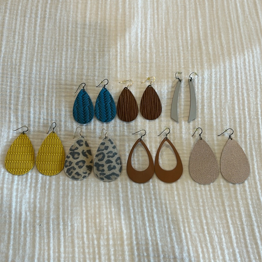 Bundle of 7 pairs of Nickel & Suede leather earrings
